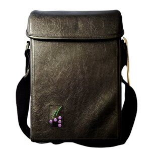 IWA Connoisseurs Wine Bag Leather Insulated Bag For Two Bottles Black New NWT